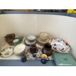 Qty of china and stone wear to include Denby Greystone, Mason Ironstone etc.