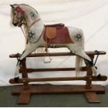 Dapple grey rocking horse, makers name Stevenson Brothers, Kent, Condition, generally good but