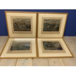 Set of 4 framed and glazed coloured prints, "The first steeple chase on record" (Midnight