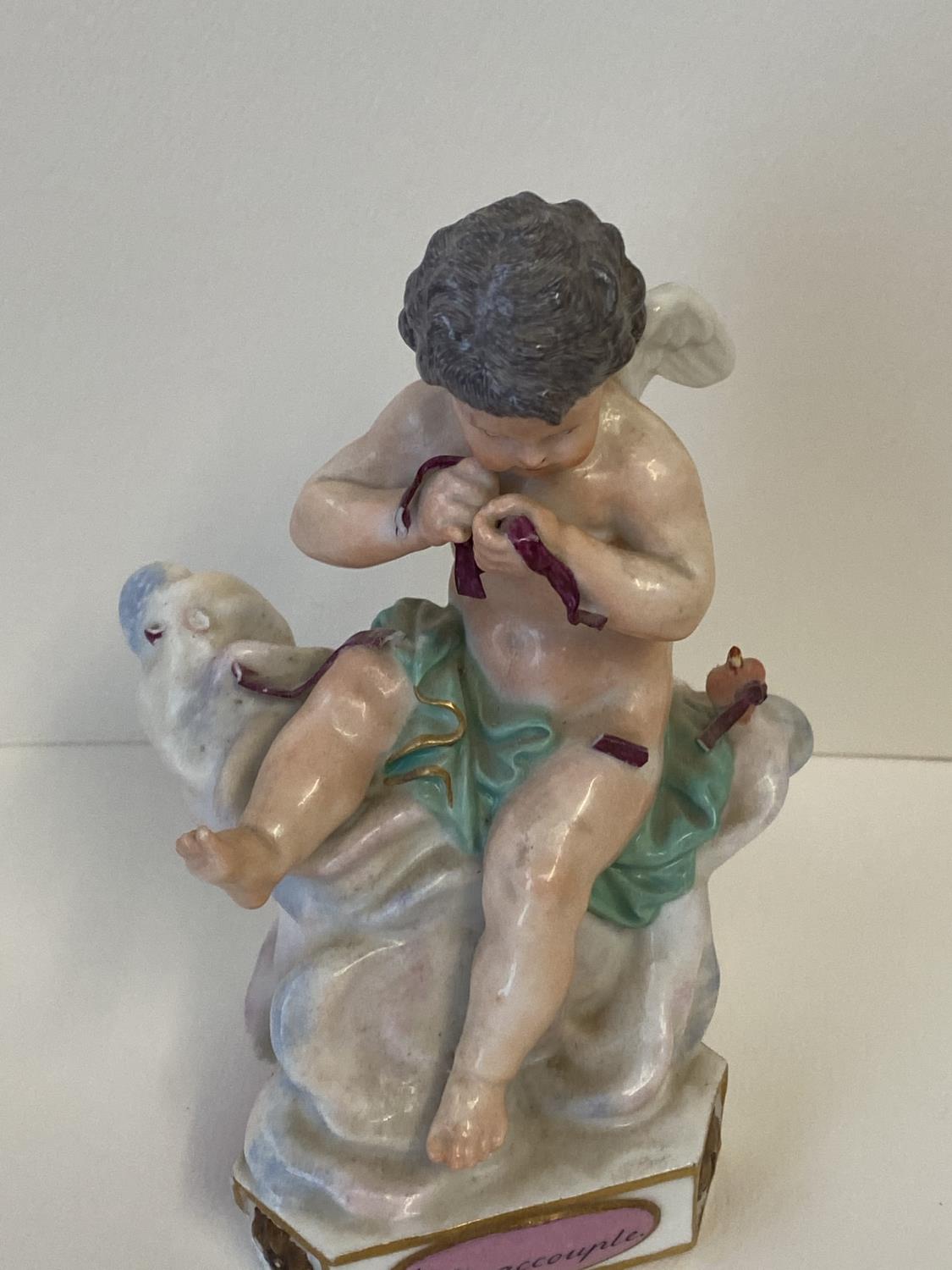 3 cherubic figurines blue X mark to base damage and losses. Chinese famille rose small coffee pot 13 - Image 4 of 18