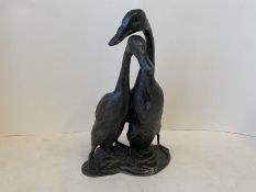 Bronze sculpture of ducks 35 1/2 cm high by 24 cm long early 20th century