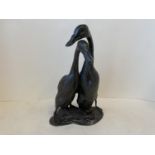 Bronze sculpture of ducks 35 1/2 cm high by 24 cm long early 20th century
