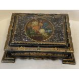 Good quality Victorian ladies gilded and lacquered papier Mache writing slope (1 ink well top