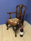18th Century walnut childs armchair supported by carved cabriole legs