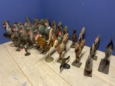 Quantity of novelty decorative tin chickens and cockerels, Condition - some general wear