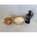 Clarice Cliff bowl Bizarre & Clarice Cliff jug Fantasque & Royal Doulton Flagon with stopper,