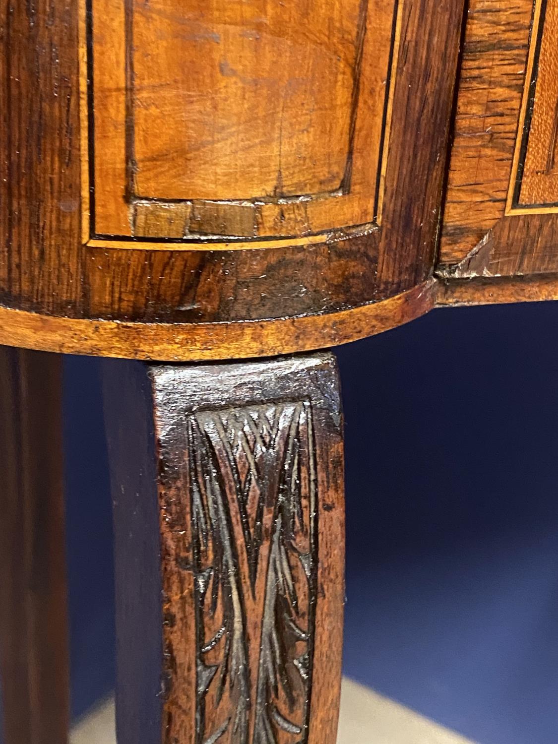 C19th inlaid marquetry two tier kidney shape side table with drawer and under shelf - Image 7 of 8