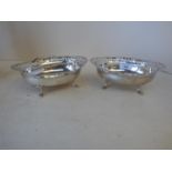 Hallmarked silver pair of sweetmeat bowls, monogrammed, 14.7 ozt, Birmingham 1930 maker BG & Co.