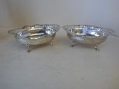 Hallmarked silver pair of sweetmeat bowls, monogrammed, 14.7 ozt, Birmingham 1930 maker BG & Co.