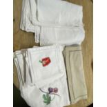 Large qty of linen embroidered table mats and napkins