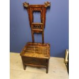 Chinese provincial style high backed box seat chair , the seat 54cmW x 129 cm H, condition,