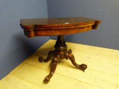 19th century walnut fold over card table 90cmL