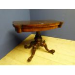 19th century walnut fold over card table 90cmL