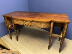 C19th Scottish mahogany sideboard, on 6 ring turned legs end drawers missing. As found, 178L x 76D x