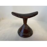 19th century Ethiopian Kaffa tribal carved neck rest, upon a turned conical support, 6” inches high