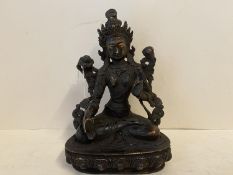 Bronze seated Buddha , 18cm H,