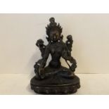 Bronze seated Buddha , 18cm H,