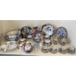 Quantity of china to include Wedgwood, and famille rose cups and tea bowls Crown Derby, Imari etc