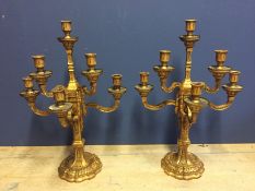 A pair of good quality C19th giltwood side candelabra and a pair of ormolu candle sticks, and qty of