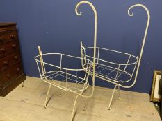 Pair of decorative swinging cradle design plant holders/baskets, with string base. 96cm High