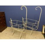 Pair of decorative swinging cradle design plant holders/baskets, with string base. 96cm High