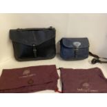 Mulberry navy blue leather handbag and a Mulberry black leather document case Condition: all worn