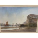 Dennis John Hanceri framed and glazed water colour "Wapping foreshore" and another watercolour of