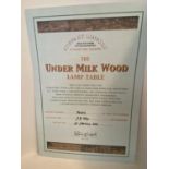 Stewart Lindford, The Under Milk Wood Lamp table with certificate, Welsh carved burr oak square