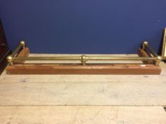 Modern pine fire curb, with brass rail, 138cm L