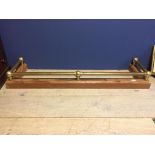 Modern pine fire curb, with brass rail, 138cm L