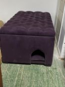A bespoke made, luxurious large dog bed/play pen. Upholstered in purple velvet style material, and