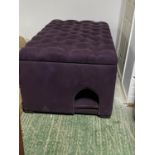 A bespoke made, luxurious large dog bed/play pen. Upholstered in purple velvet style material, and