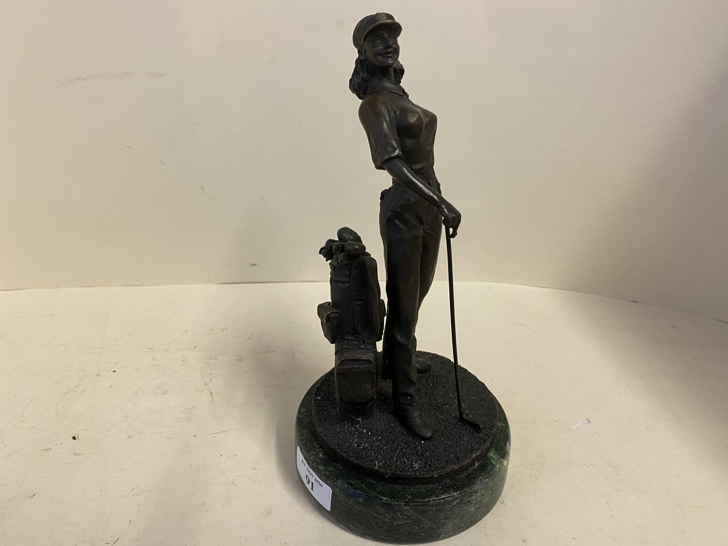 Bronze figurine of a lady golfer, 36cmH - Image 4 of 5