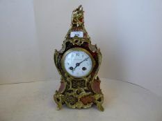 C18th style tortoiseshell boulle and gilt metal mounted mantle clock, Maple & Co , Paris, 34cmH