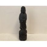 Carved hardwood figure of a Chinese lady, 22cmH,
