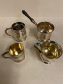 3 Hallmarked silver small tankards, various dates, one monogrammed, 12ozt, and a Hallmarked silver