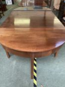 Victorian mahogany D end dining table with 2 leaves 242cmL x 123 W
