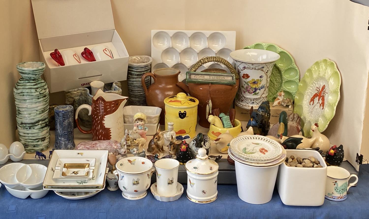 Quantity of modern china and kitchenalia, chicken and duck items, Princess Royal bone china,