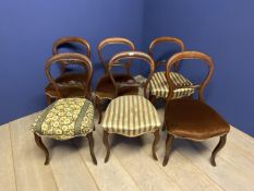 Set of 6 Victorian walnut balloon back dining chairs, with harlequin seats Condition: some old