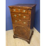 George ll. walnut fold over bachelors chest with three graduated drawers above a cupboard door, on