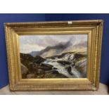 Edwin Alfred Pettitt (1840-1912) Victorian on canvas, cascading mountainous stream in landscape