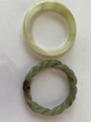 Beautifully carved natural Jade bracelet hollowed out three layer bangle, 8cm diam, and a finely