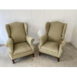 Pair of traditional winged armchairs, for restoration