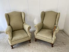 Pair of traditional winged armchairs, for restoration
