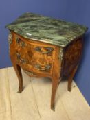 Louis XVI Marquetry inlaid bomb chest with marble top
