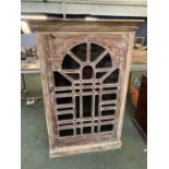 Decorative Indian style glazed cabinet 142cmH x 91cmW x 45cmD (condition, generally good)