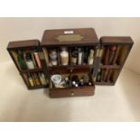 C19th mahogany fitted apothecary's cabinet and contents, Condition - some general wear