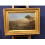 Victorian oil on canvas, Highland Lake scene, in good swept gilt frame, signed lower right BUSCHAN…?
