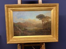 Victorian oil on canvas, Highland Lake scene, in good swept gilt frame, signed lower right BUSCHAN…?