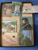 Original artwork oil on board Fred Yates. 7 in total